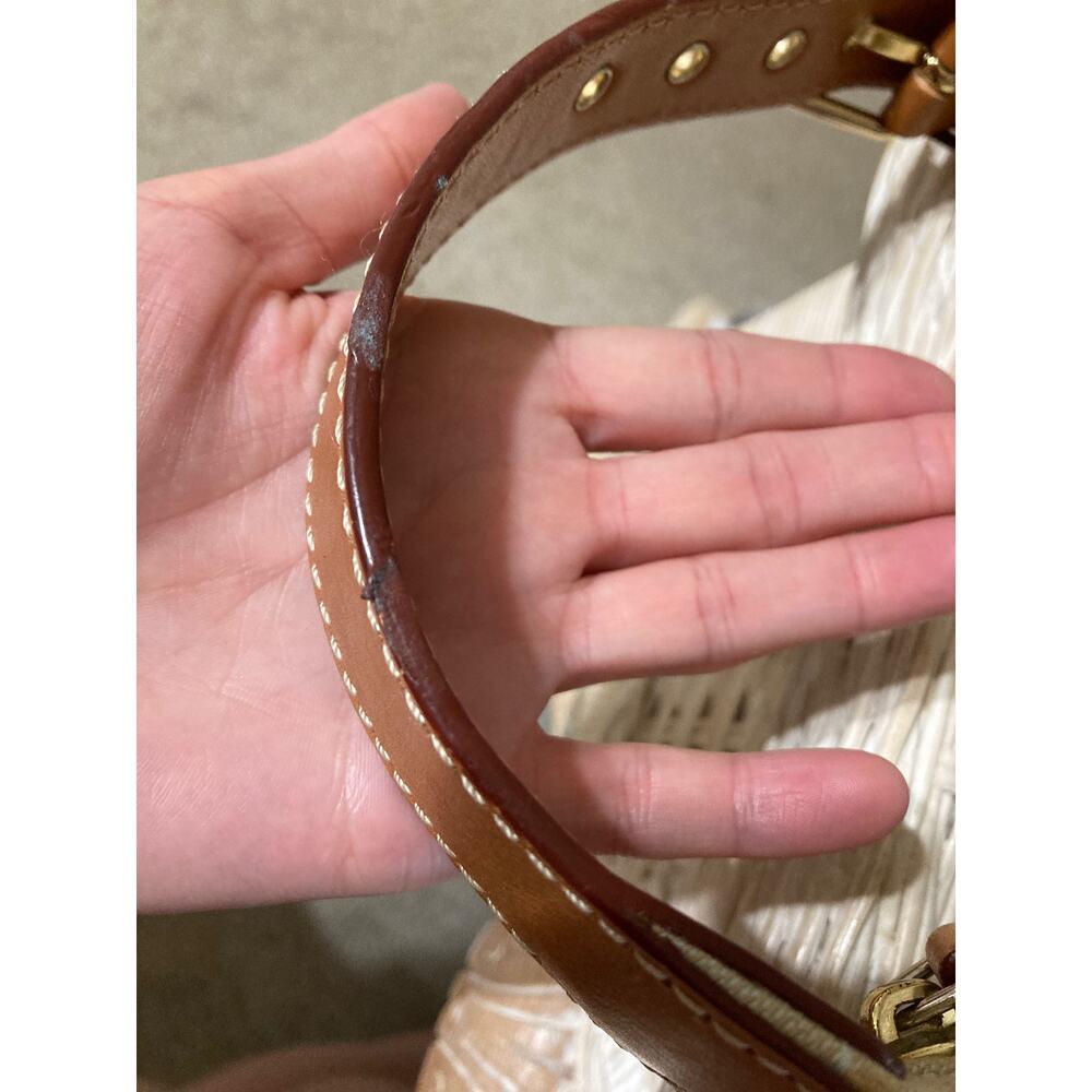 DOONEY & BOURKE, SMALL TAN BROWN CANVAS SIGNATURE HOBO BAG - Picture 15 of 15